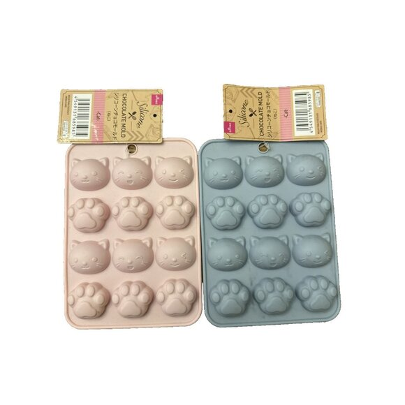 Daiso Other - Daiso Silicone Chocolate Mold Cat Paws 2 Sets Pink Blue Cats Small NWT Soap Ice